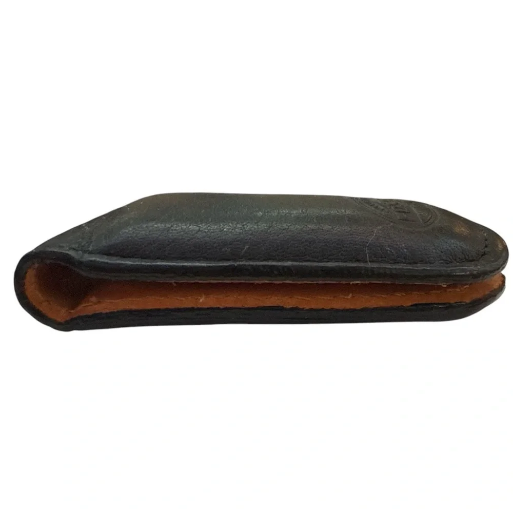 Fossil vintage black leather money clip genuine leather magnetic close retro y2k